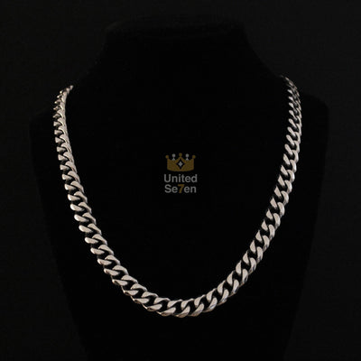 Necklace Satin Silver / 6mm (0.24inch) / 46cm (18inches) Stainless Steel Miami Cuban Link Chain United Se7en