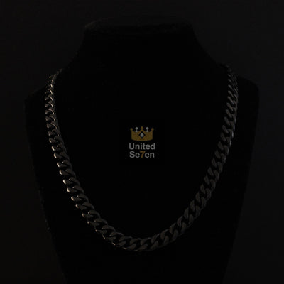 Necklace Satin Silver / 6mm (0.24inch) / 46cm (18inches) Stainless Steel Miami Cuban Link Chain United Se7en